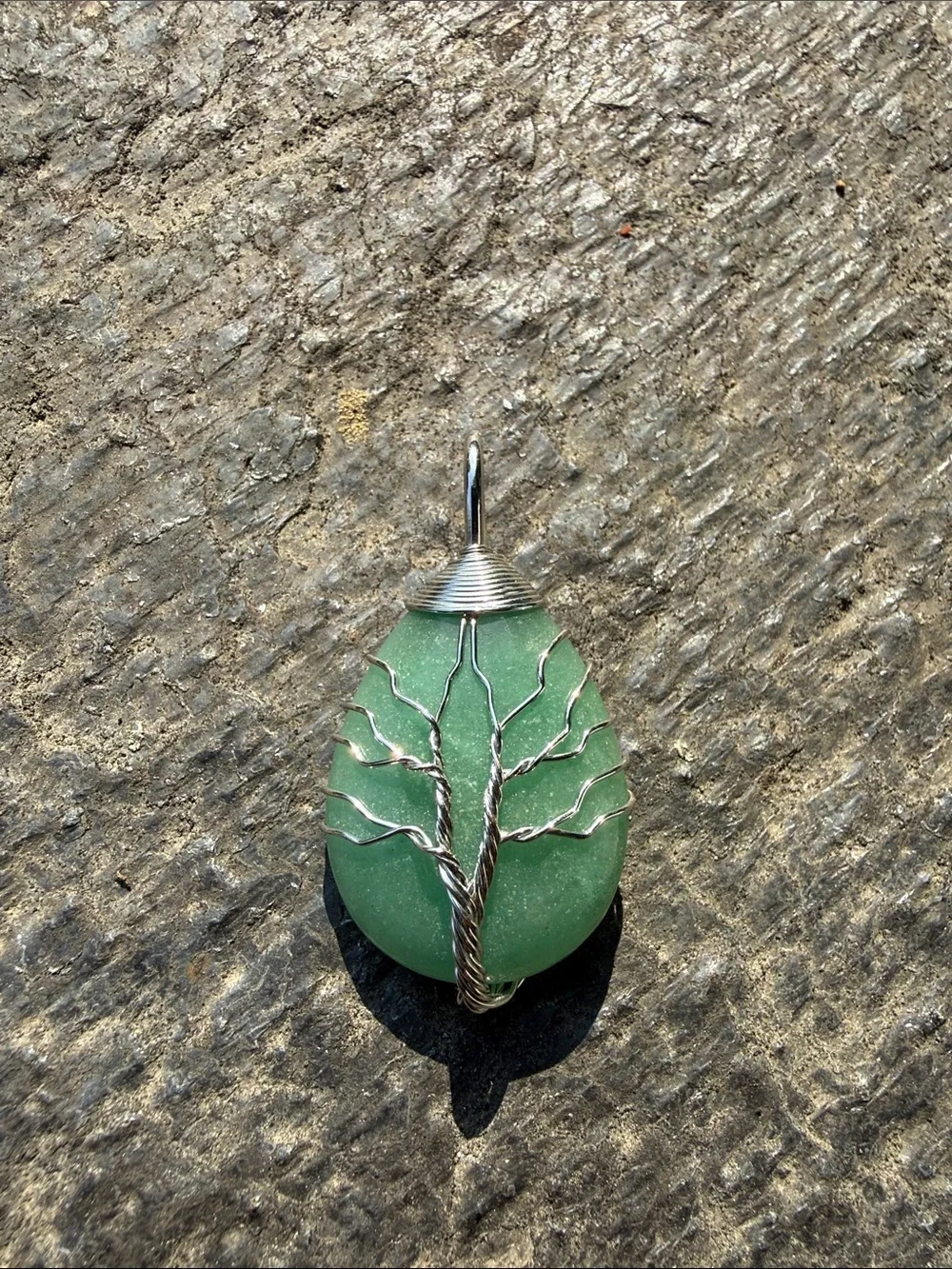 Handmade Green Glass Tree of Life Pendant Necklace